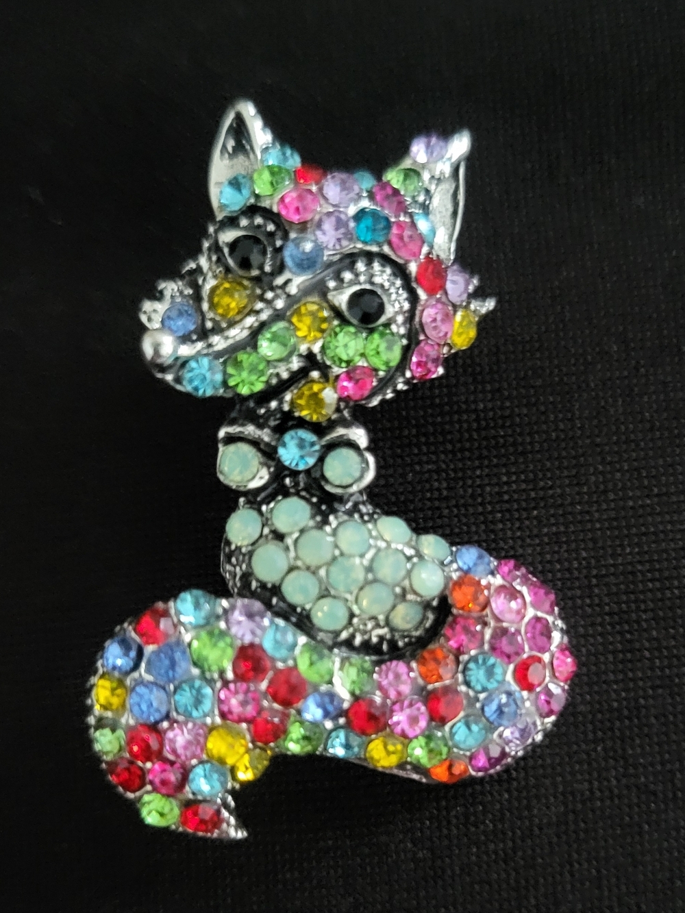 Multicolor Crystal Fox Brooch